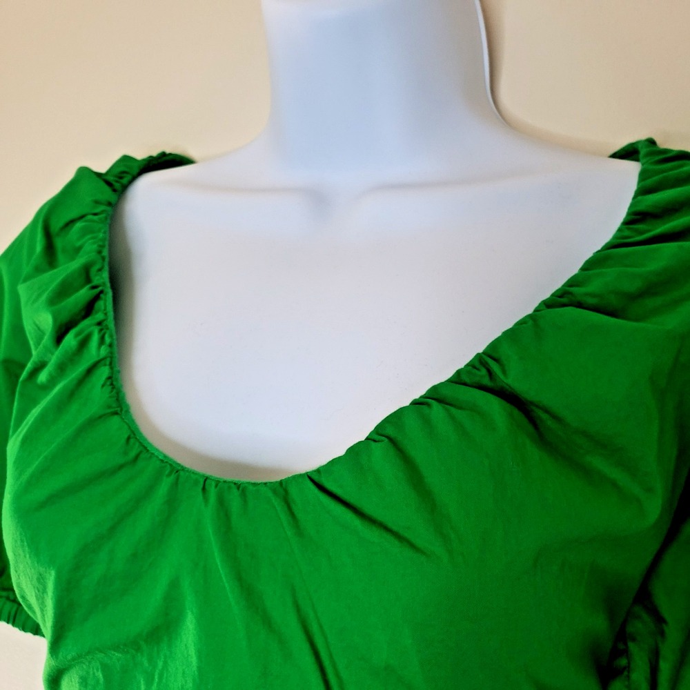 Old Navy Puff Sleeve Maxi Dress Sz M Kelly Green Empire Garden Y2K Cottage Boho - Picture 3 of 16